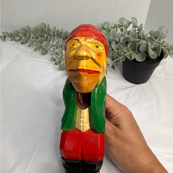 Nutcracker German Fisherman Fishing Hand Wood Carved Vintage Rare 8” - Picture 3 of 6